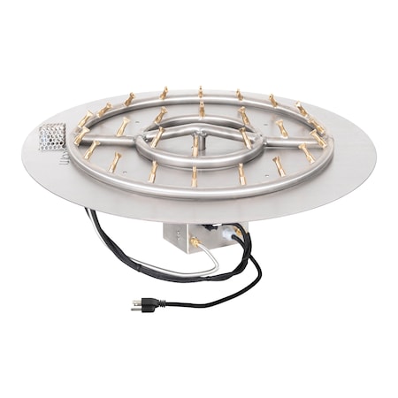 The Outdoor Plus 18 Round Flat Pan and 8 SS Round Bullet Burner - Match Lit OPT-BFP18RDSS